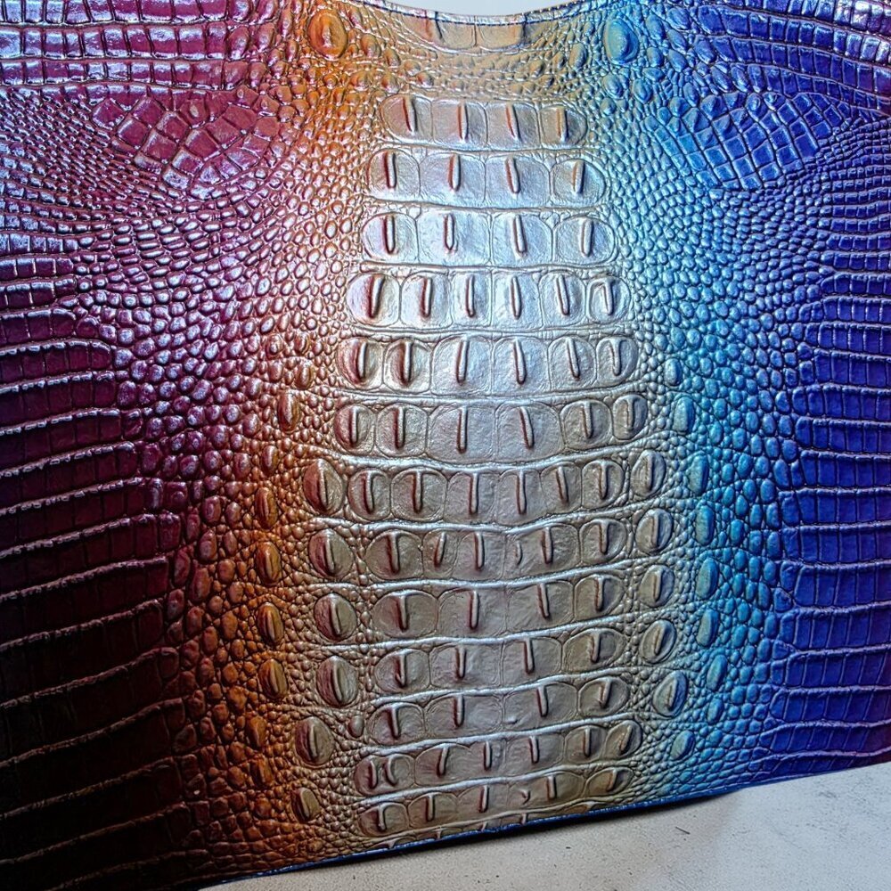 Brahmin Tabitha Melbourne Ombre Rainbow Shoulder Bag Croc Embossed Leather NWT - Picture 6 of 16